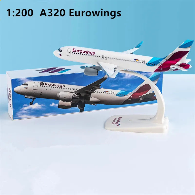 New 1:200 Scale A320 Eurowings Airlines ABS Airplane Model Toys Aircraft Plane Assembly Collection Display With Stand Gifts