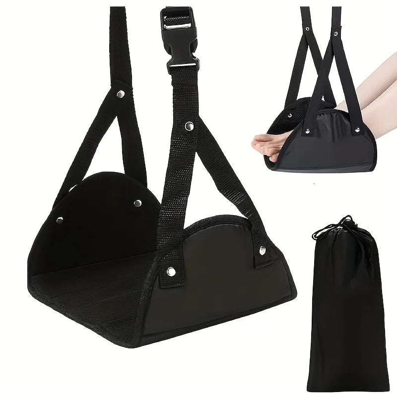 Airplane Footrest with Adjustable Strap, Portable Hammock Leg Rest, Perfect Travel Accessories