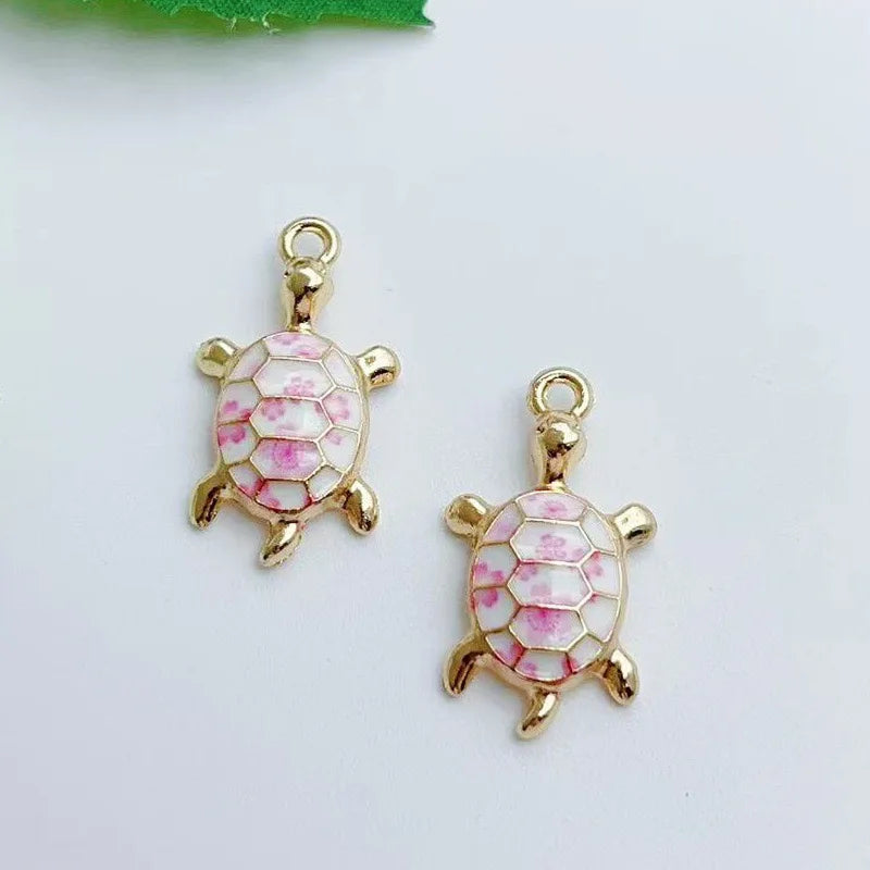 16pcs mixed with 16 cute oil drop printed ocean turtle DIY accessories pendant alloy accessories