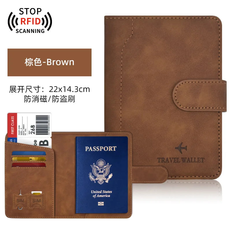 PU Passport Holder Travel Wallet Stop RFID Passport Covers Splicing Magnetic Buckle Passport Pouch ID Holder Air Ticket Holder