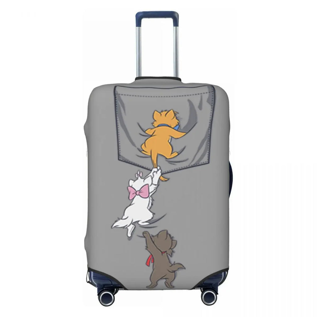 CustomM-Marie Cat Cartoon Travel Luggage Cover Elastic Suitcase Cover Protector Fit 18-32 Inch
