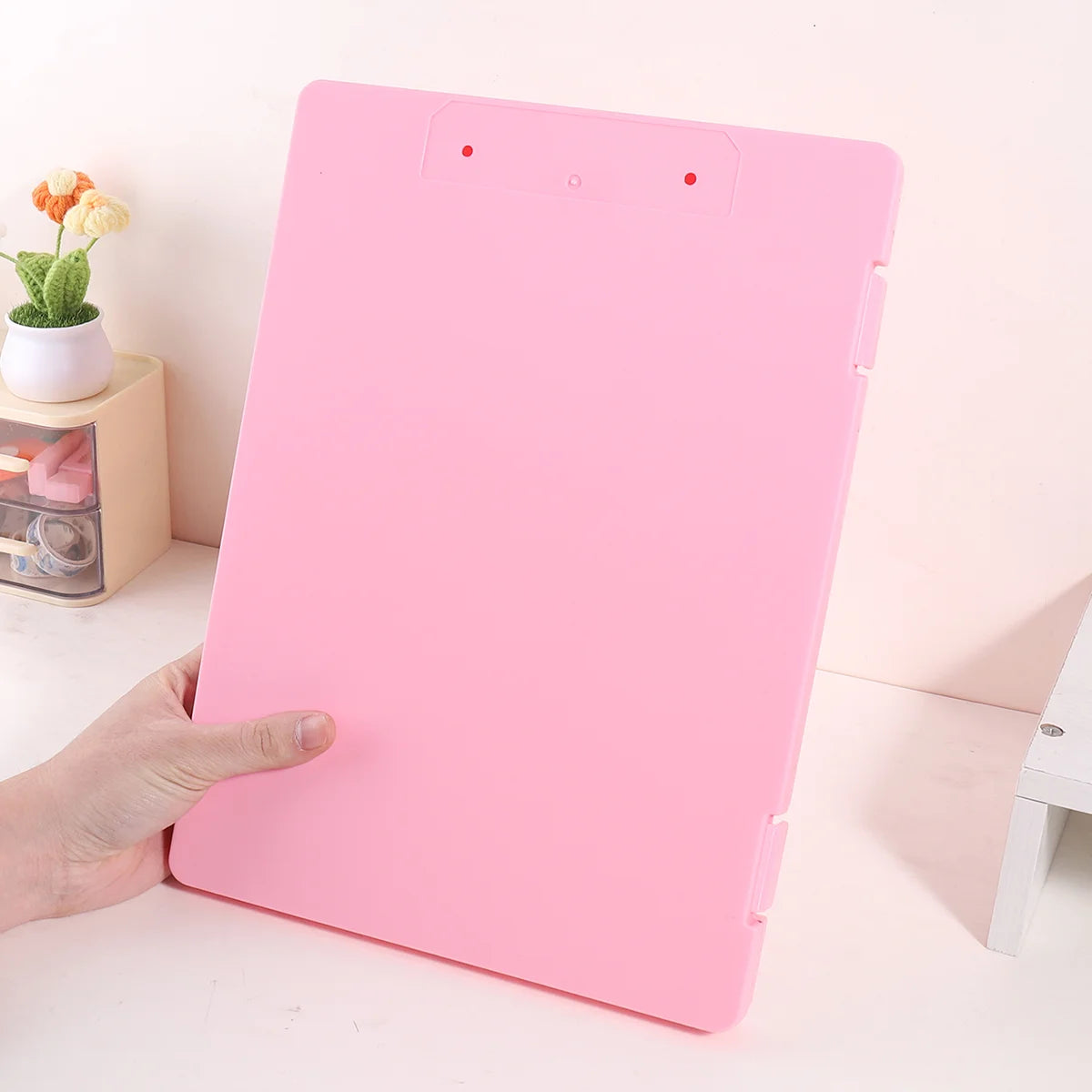1 PC A4 File Box 2-in-1 Portable Document & Photo Storage Organizer Tool Without Clips Writing Board for Office Use