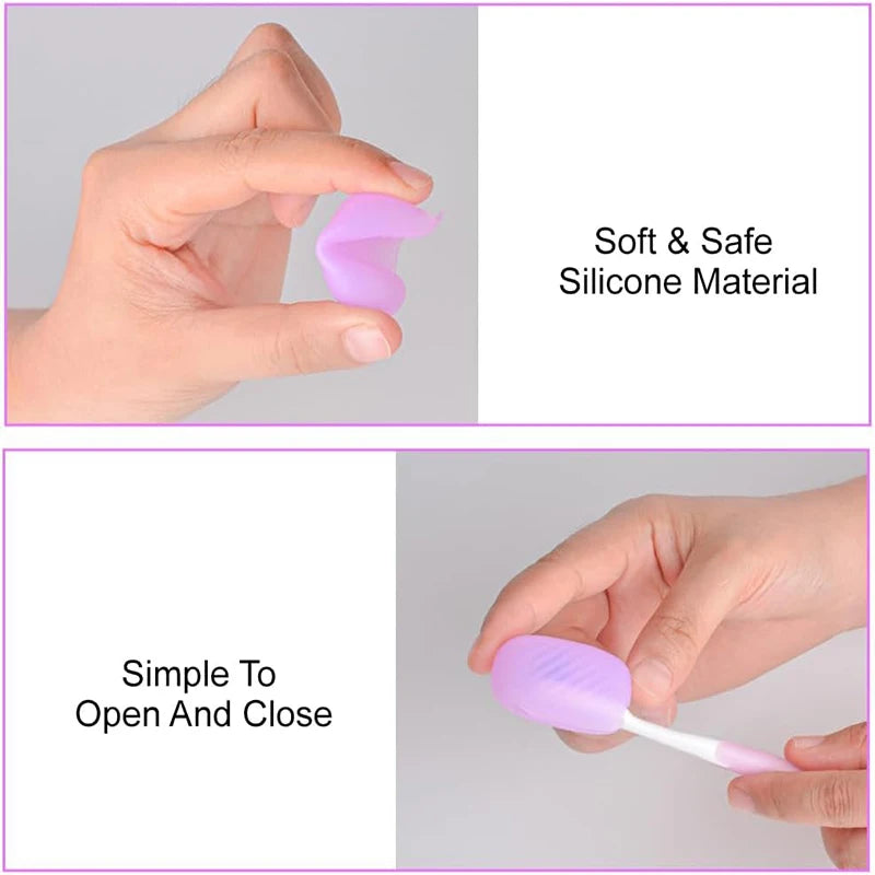 Toothbrush Head Covers 6PCS Portable Travel Toothbrush Cap with Box ilicone Toothbrush Head Cover Cap Toothbrush Protective Case