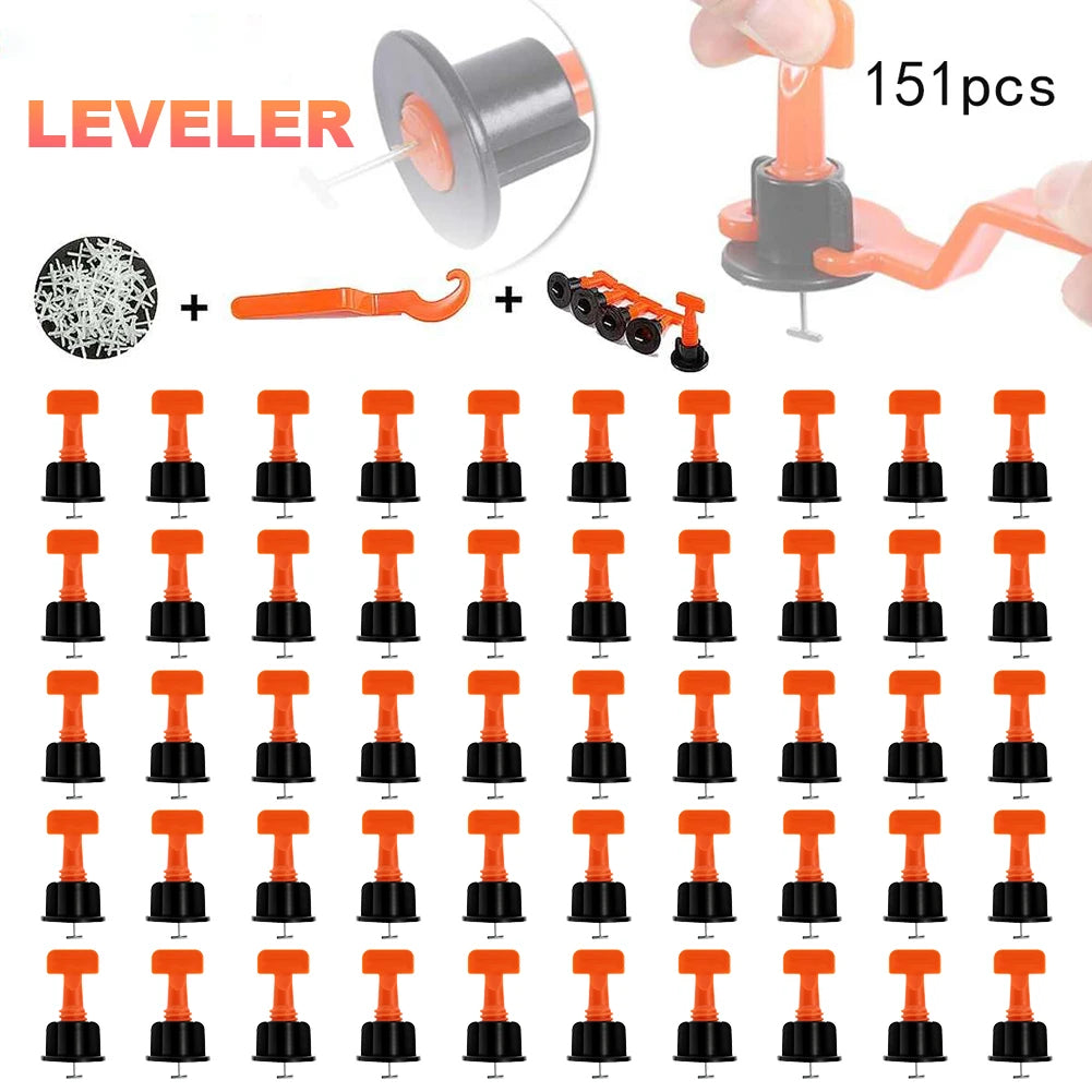 151Pcs Tile Laying Level Wedges Alignment Spacers Replaceable Needle Pin Tile Laying Leveler Spacer Locator Plier for Wall Floor