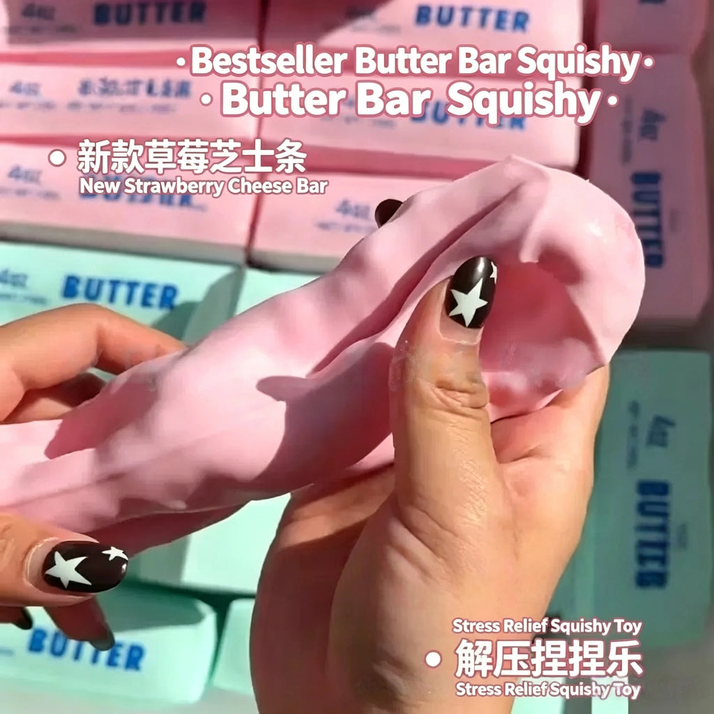 Butter Stick Squishy Stress Ball Fidget Toy Crunchy Squeeze round Blocks Anti Stress ASMR Hand Relaxation Gift for Stress Relief
