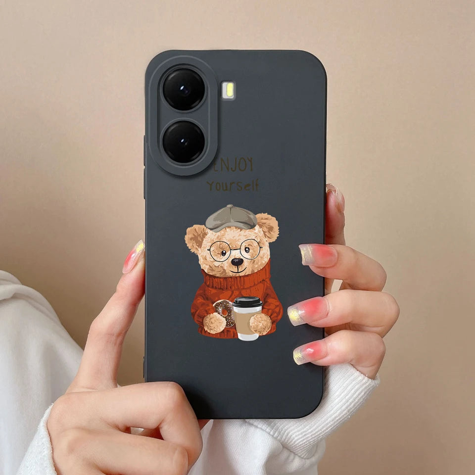 For Xiaomi Poco X7 Pro Case Lovely Bear Love Heart Shockproof Anti-fall Antifouling Luxury Shell For xiaomi poco x7 pro Coque