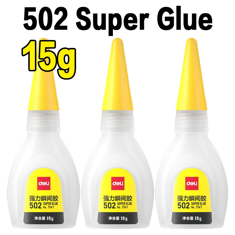Deli 502 Professional Strength Super Glue Fast Cyanoacrylate Adhesive Hardware Metal Cars Wood Crafts Hobbies Instant Bonding