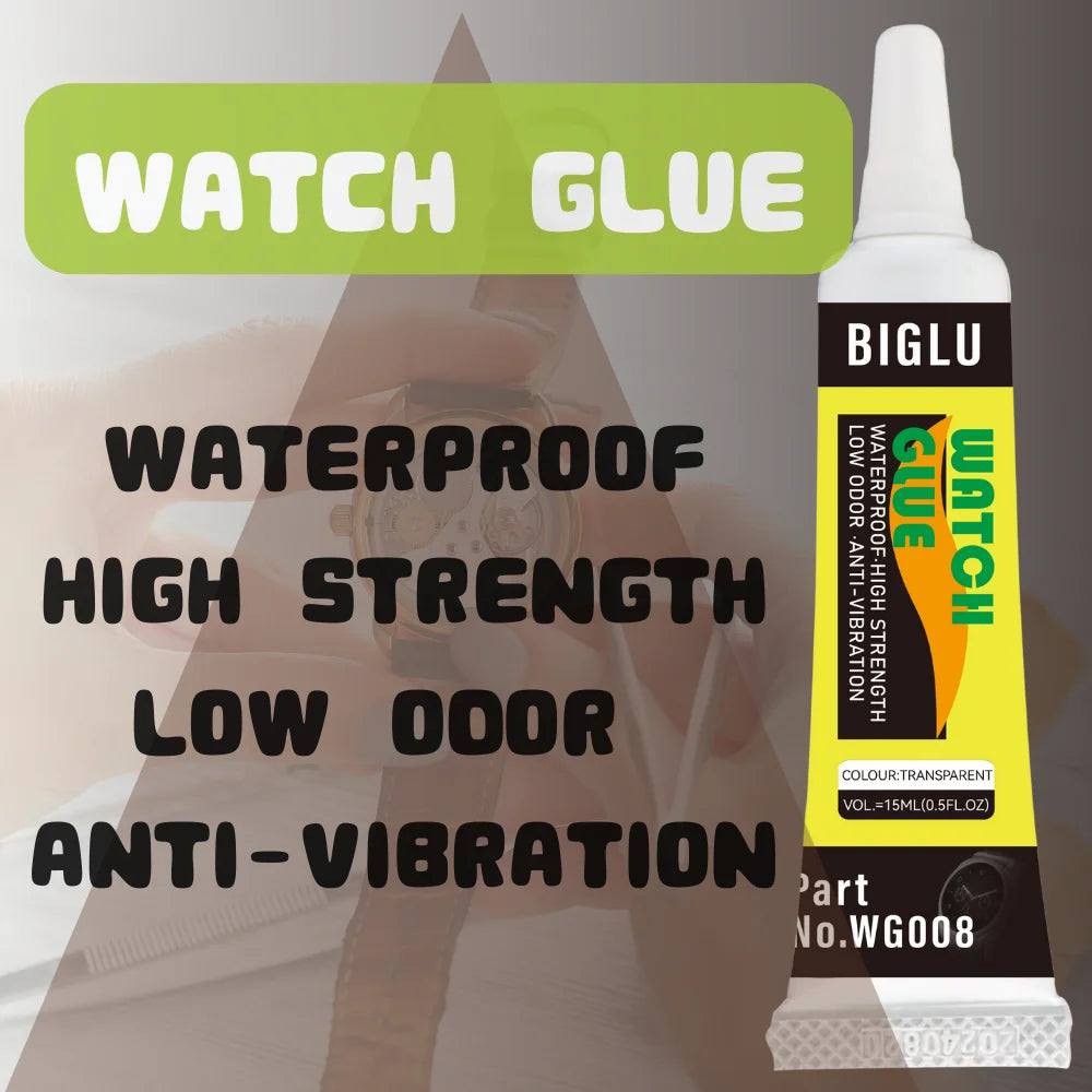 BIGLU Transparent Waterproof Soft Repair Smart Watch Glue Seal Metal Glass Jewelry DIY Cover Frame Adhesive 15ml