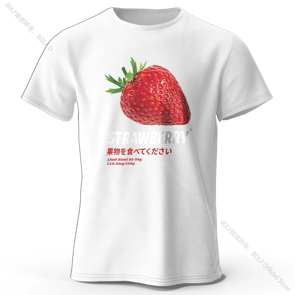 Strawberry Print T-shirt - Cute & Trendy Summer Top for Men Women, Soft & Comfortable Pure Cotton Tee