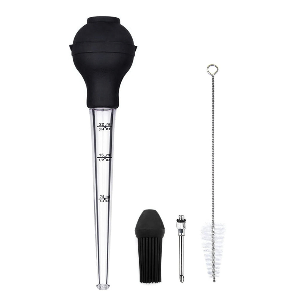 Turkey Baster Syringe Sets for Cooking Meat Marinade Injector with Needles Cleaning Brushes for Bacon Brine Beef Roasting