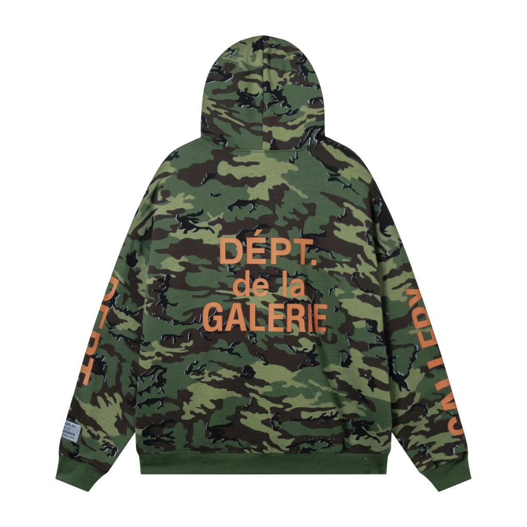 Loose Fit Camouflage Hoodie And Pants Set Basic French Slogan Print Comfortable Autumnal Long Sleeve Casual Sportswear