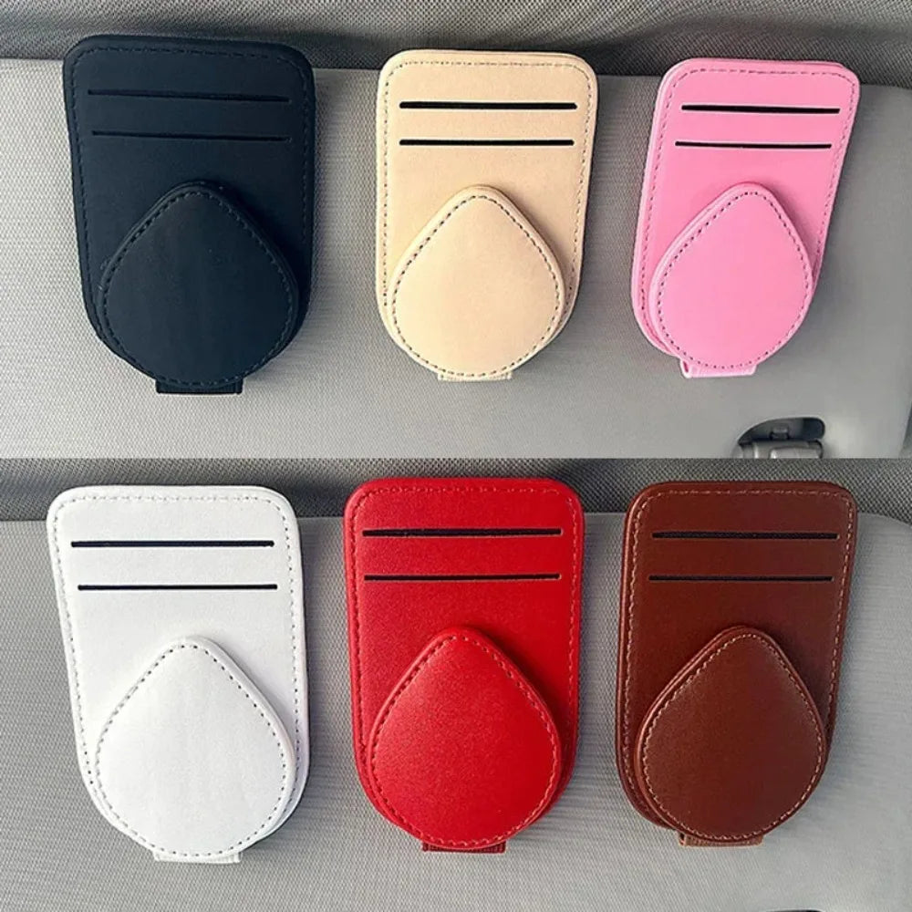 Car Sun Visor Glasses Holder - Multifunctional Sunglasses Clip, Card Ticket Organizer & Pen Case for Women
