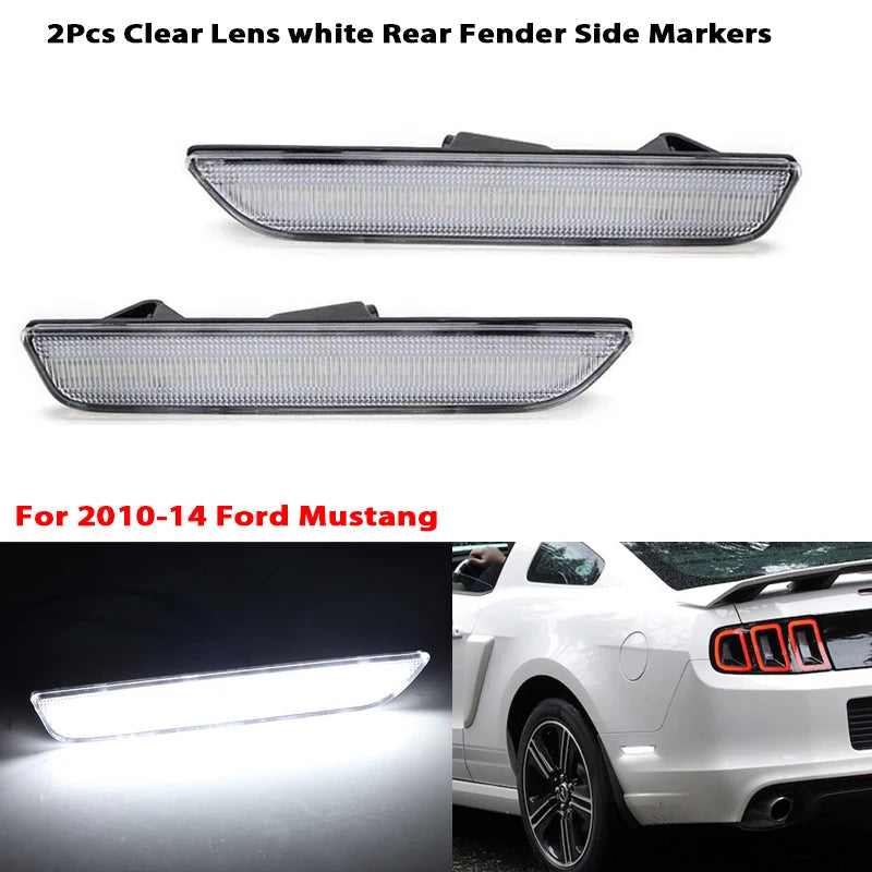 For 2010-14 Ford Mustang Amber/Red Full LED Front Rear Side Marker Light Assemblies Turn SignalLights/Driving Lights