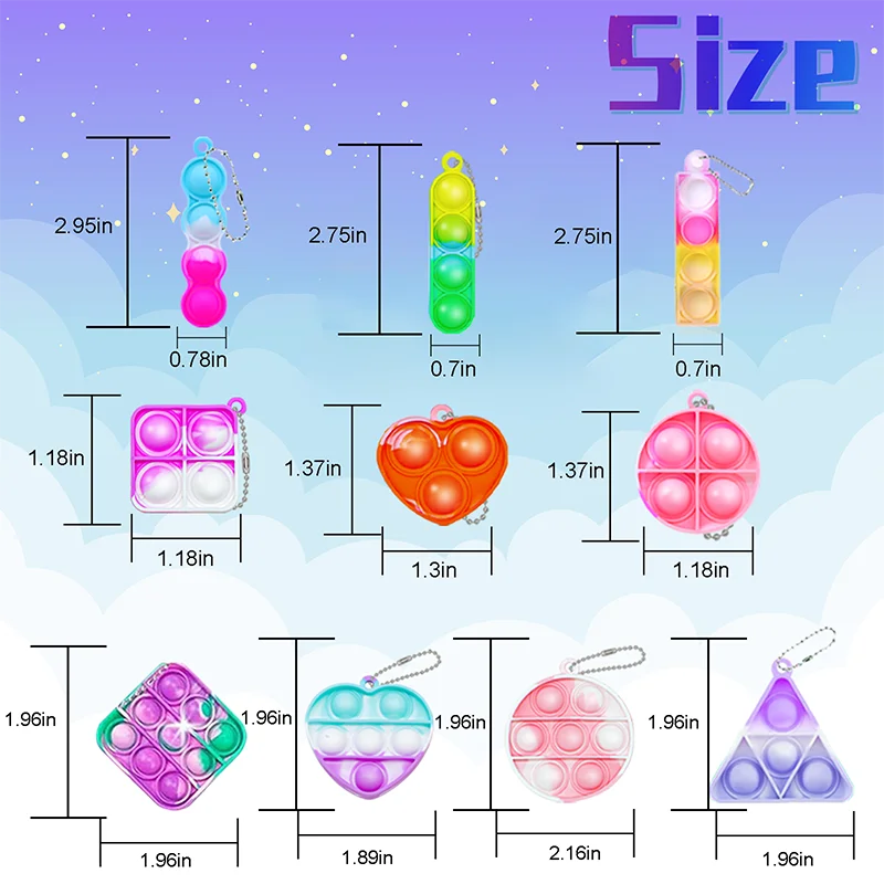 Mini Pop Keychain Fidget Toys Push Pop Bulk Keychain Party Favors For Kids Pop Bubble Toys Pack Boys Girls Adults