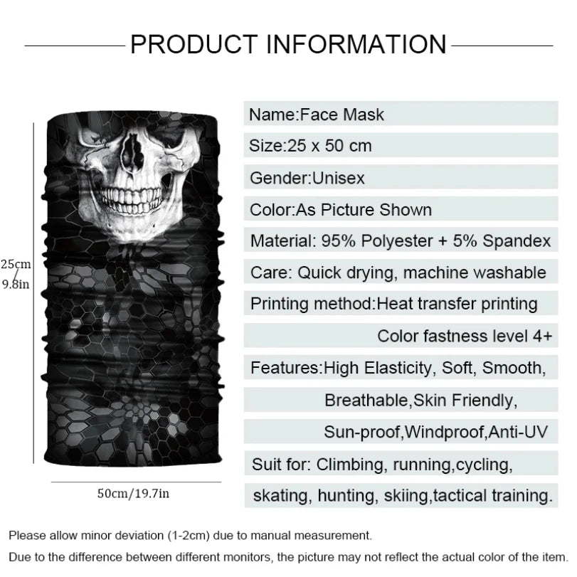 Bicycle Bandana Scarf Seamless Tactical Neck Cover Cycling Ski Face Mask Balaclava for Men Motorcycle Hiking Fishing Snowboard