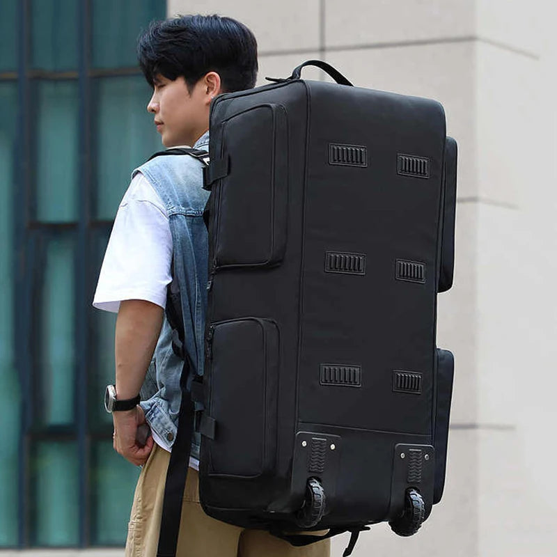 90/110l Large Capacity Travel Backpack Foldable Belt Wheel Travel Bag Multi Functional Shipping Bags Wear-Resistant Luggage Bag