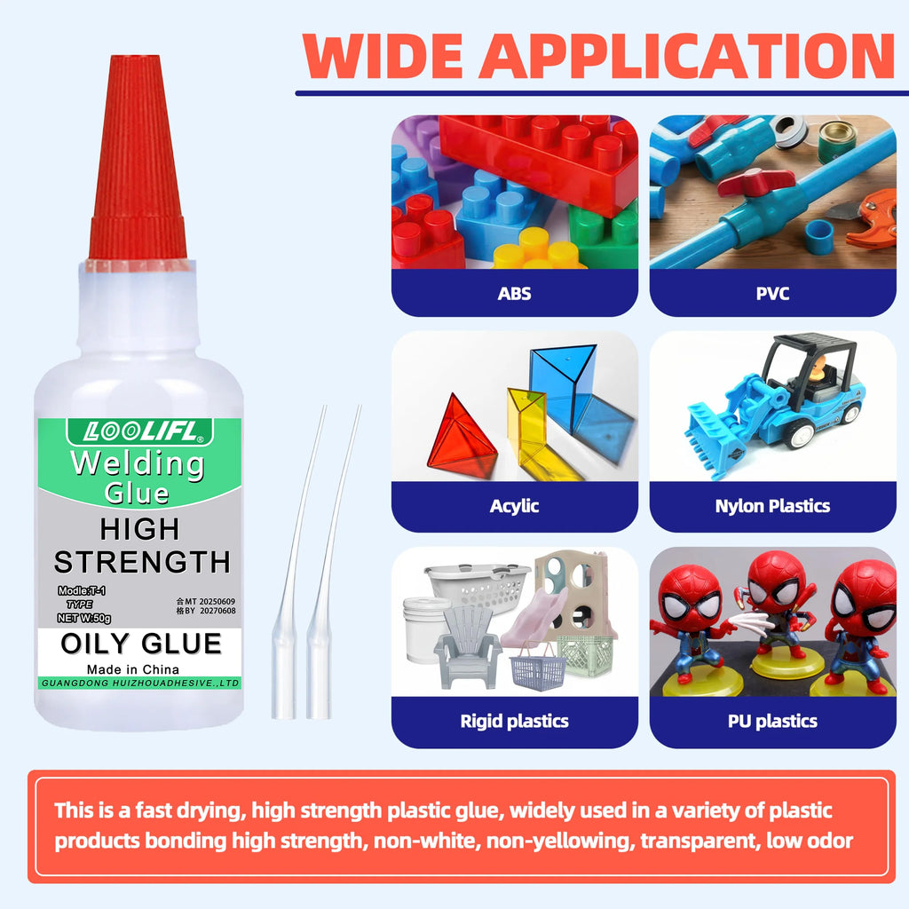 Super Strong Adhesive, Cyanoacrylate, Quick Drying Adhesive, Suitable for Toys, Plastics, PVP Pipes, Acrylic Sheets, Transparent