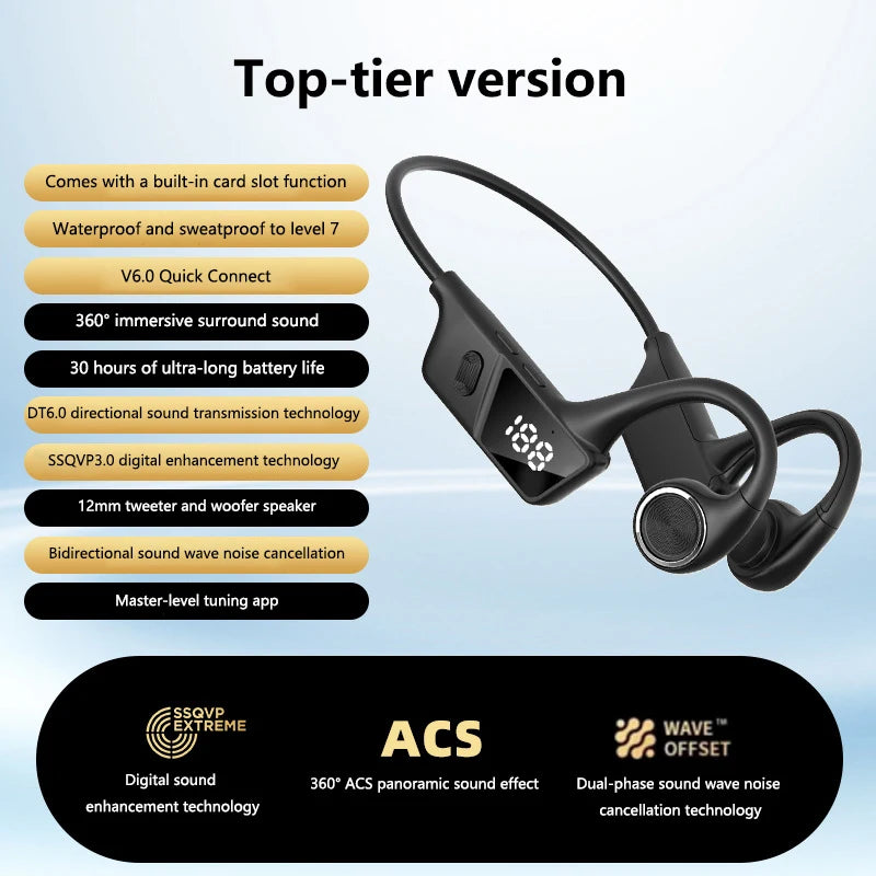 Lenovo Ai New Bone Conduction Bluetooth Headphones Memory Noise Cancellation Battery Level Display and Running Mode Waterproof