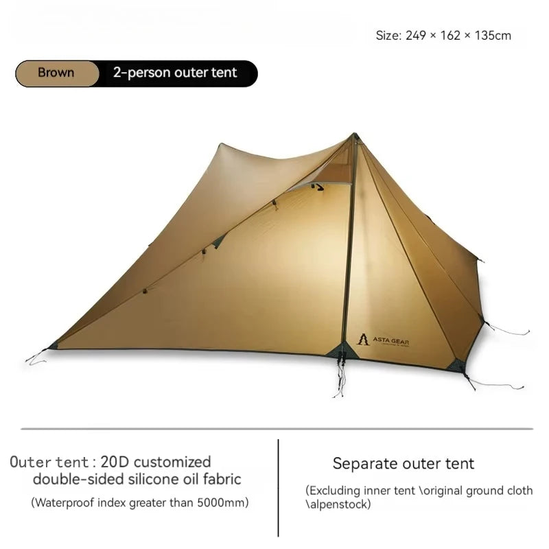 Yun Chuan double-sided silicon-coated double A pyramid 15D nylon rodless camping hiking outdoor ultralight tent