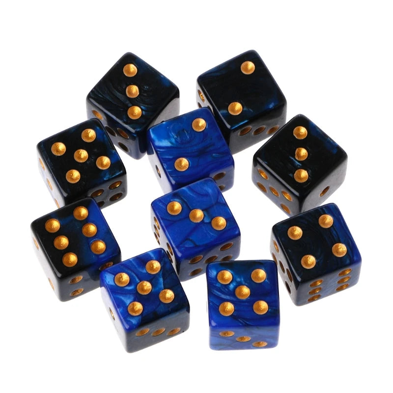 10Pcs 15mm Multicolor Acrylic Cube Dice Set Six Sides Portable Table Games Toy