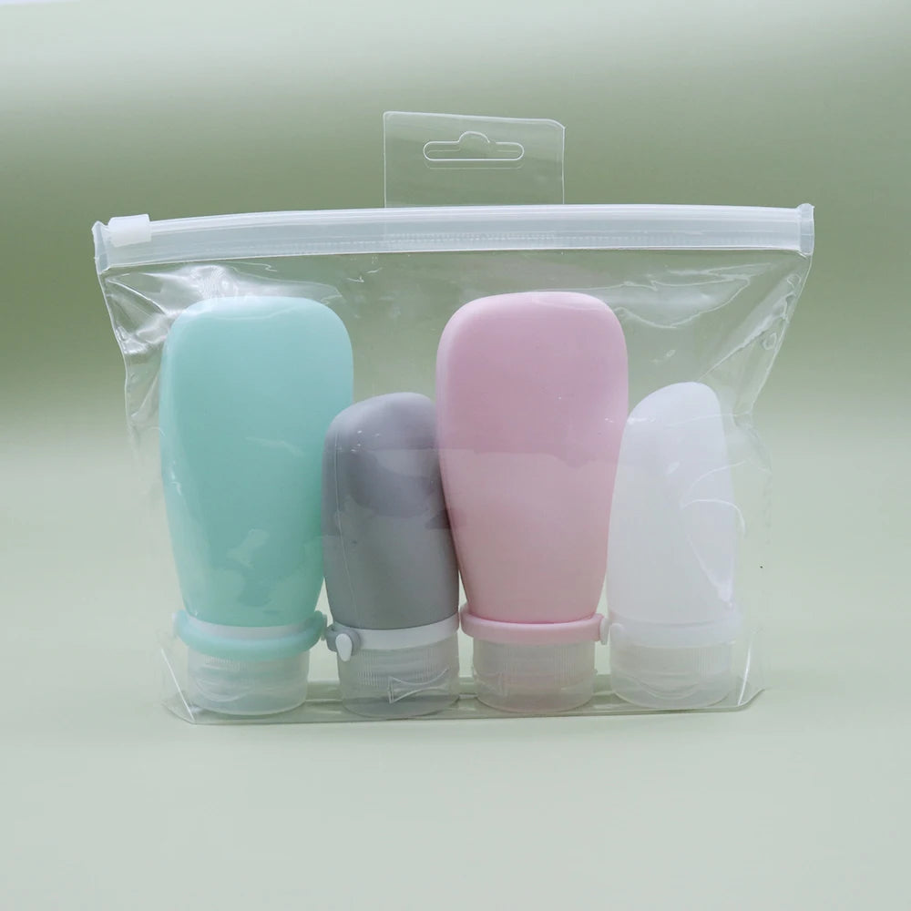 4 PCS Silicone Travel Bottles Leak Proof Collapsible Toiletry Shampoo Dispenser Reusable Portable Camping Oil Container 2026