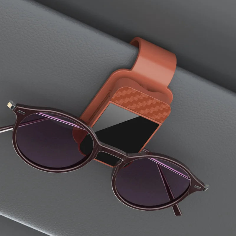 Car Sunglasses Clip Sun Visor Glasses Holder with Card & Ticket Storage Stable Eyeglasses Hanger - Interior Accessory