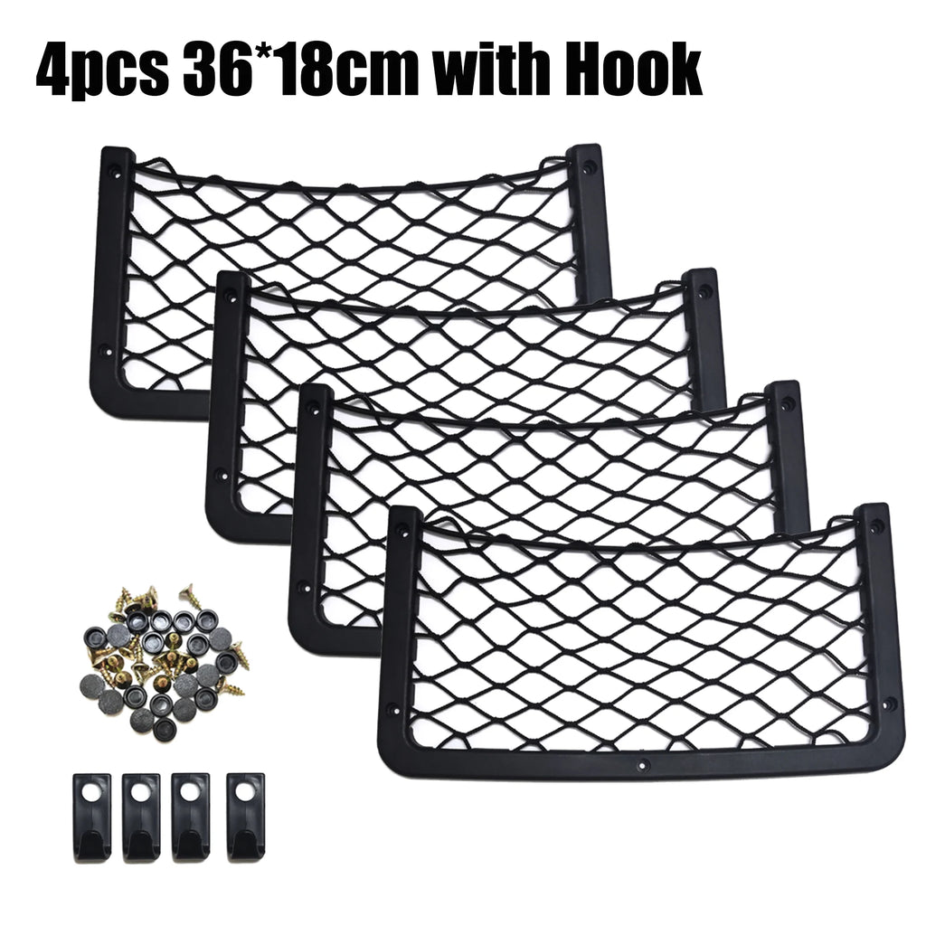 Black Multi Size Car Organizer Net Pocket Car Net Bag Phone Holder Rack Storage Mesh For Car Caravan Motorhome 42x21cm 36x18cm