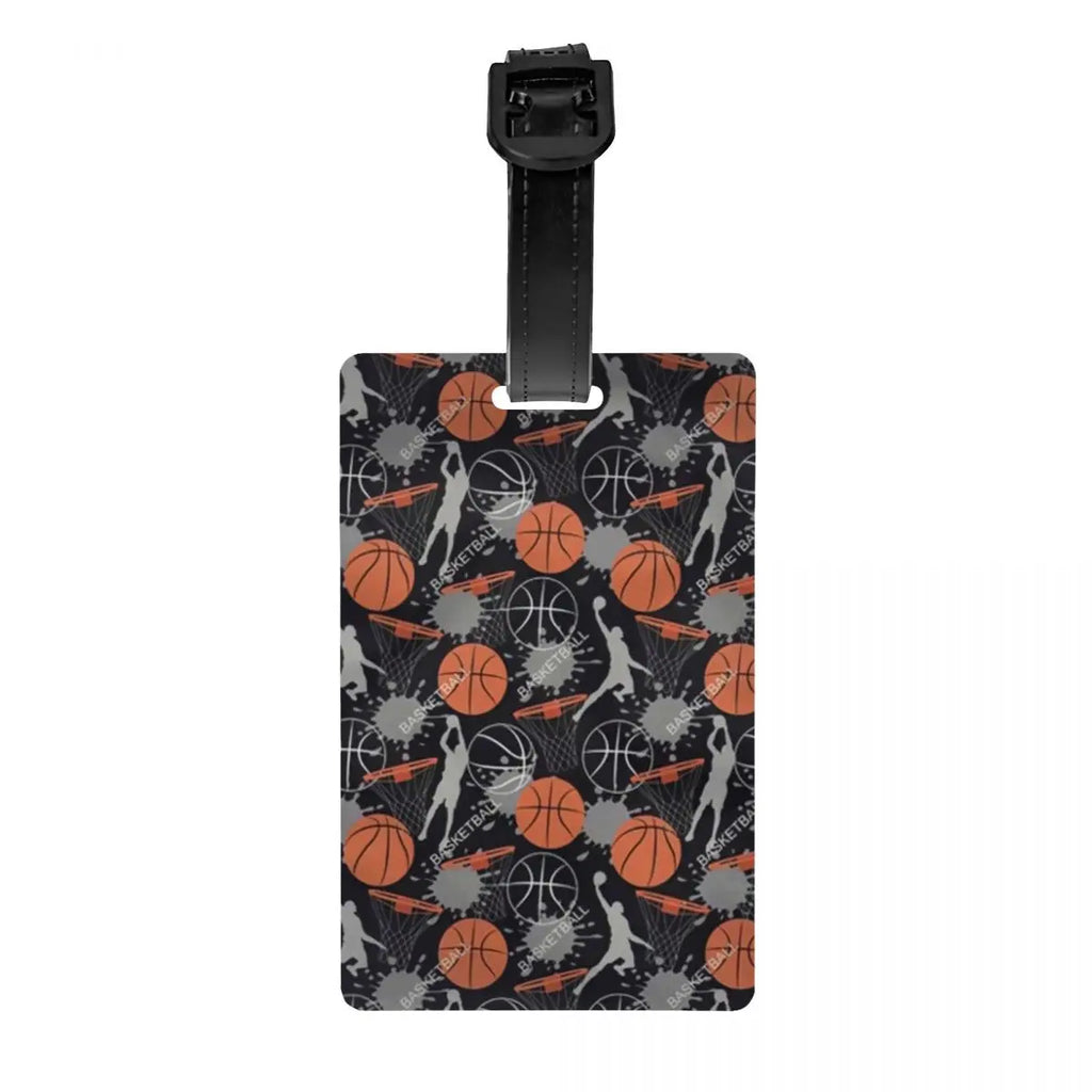Custom Basketball Dots Round Luggage Tag Privacy Protection Physical culture Baggage Tags Travel Bag Labels Suitcase