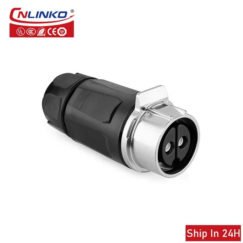 Cnlinko LP28 M28 2Pin Aviation Waterproof 45A Strong Current Connector Male Plug Wire Joint for Power Station Medical Industrial