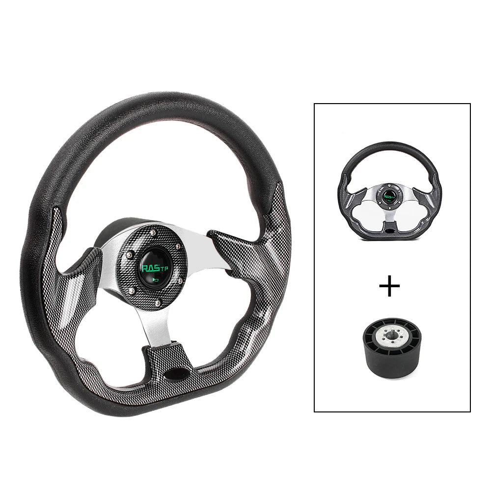 RASTP-12.7" Marine Boat Steering Wheel with Hub Adapter 3/4" Axle Keyway 3 Spokes for Most Marine Boats,Yachts STW031+QR045