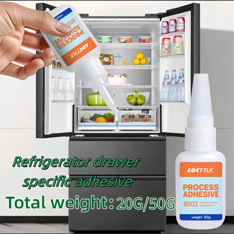 50g Refrigerator Repair Glue Fast Drying Strong Adhesive for Drawers Brackets  Seals Glass Doors Low Temp  Nozzle - Transparent