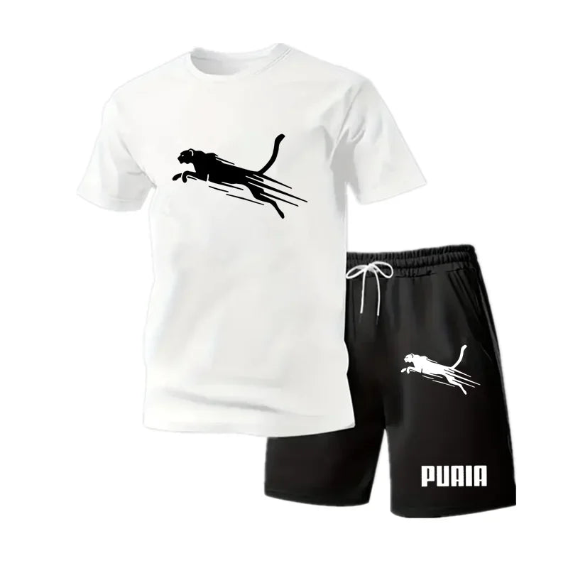 2026 Men's Summer Breathable T-shirt Shorts Set Fashion Casual Outdoor Sports 2 Piece Tracksuit Gym Vacation Quick Dry Clothing