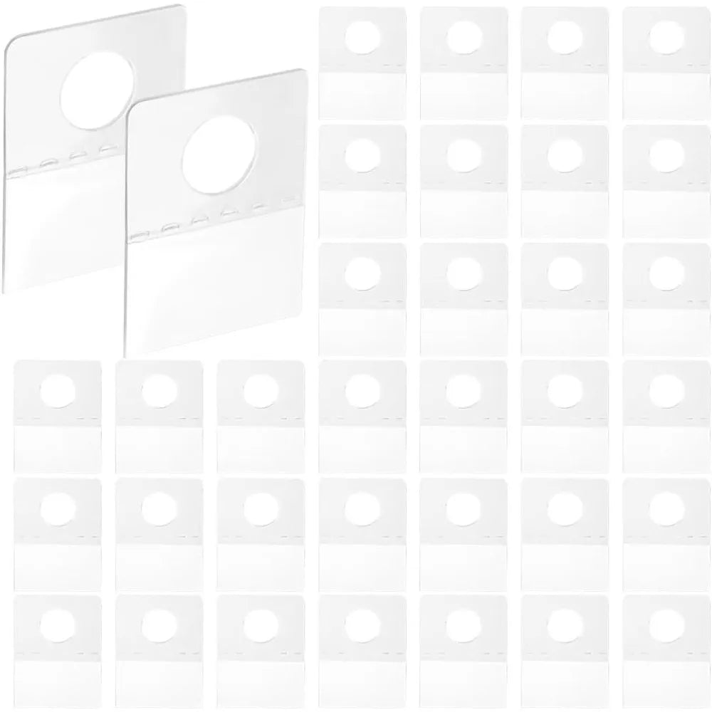 120pcs Clear Sticky Hanging Tabs Slot Hole Self Adhesive Plastic Hang Tags Hooks for Sale Items Hanging Store Retail Display