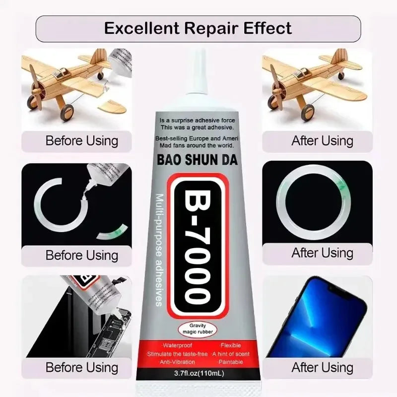 B7000 Glue, Clear Adhesive for Jewelry Rhinestone & Phone Case Repair, DIY Craft Glue