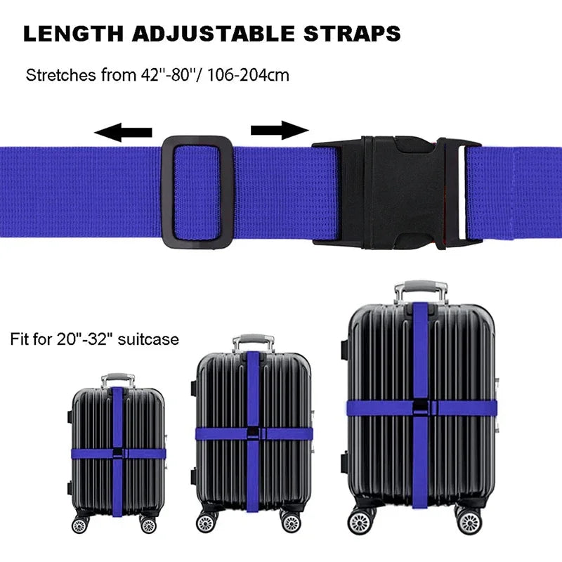 4Pcs Luggage Straps Adjustable Suitcase Belts Webbing Travel Bag Secure Buckle for 20 to 32 Inch Suitcase Trip Accessories Pack