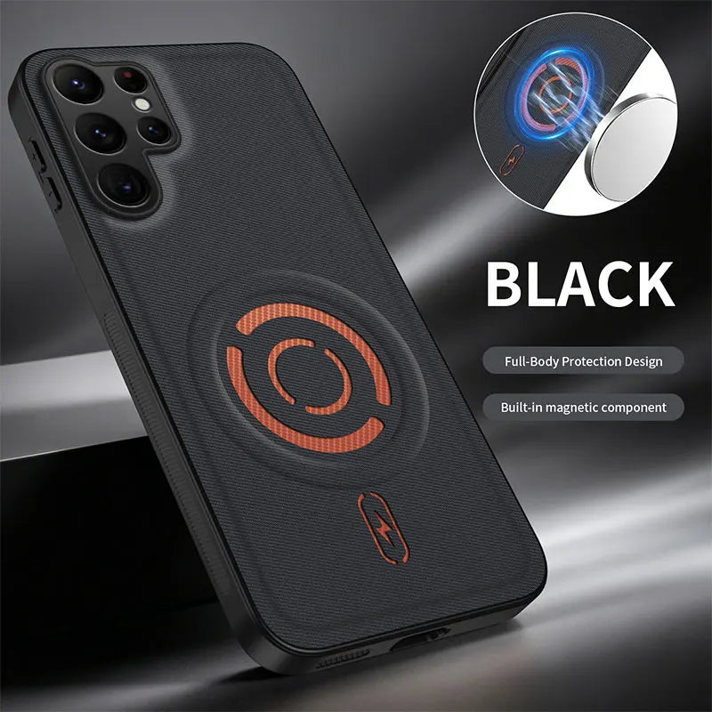 For Magsafe Magnetic Solid Color Soft TPU Frame + PC PU Leather Phone Case For Samsung S26 S24 S25 Ultra Plus FE A57 A56 A55 A54