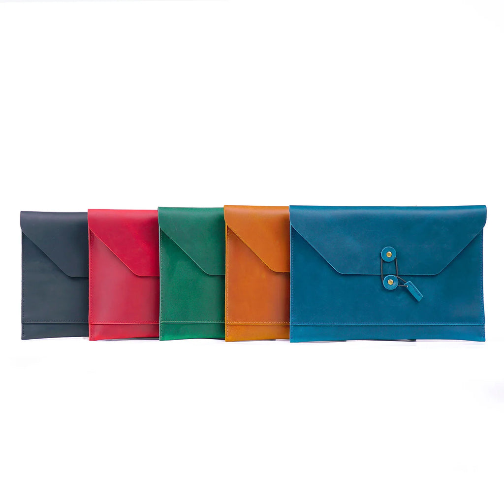 Vintage Top-Grain Leather iPad Case - Multi-Function Laptop Briefcase with Card Slots & File Organizer