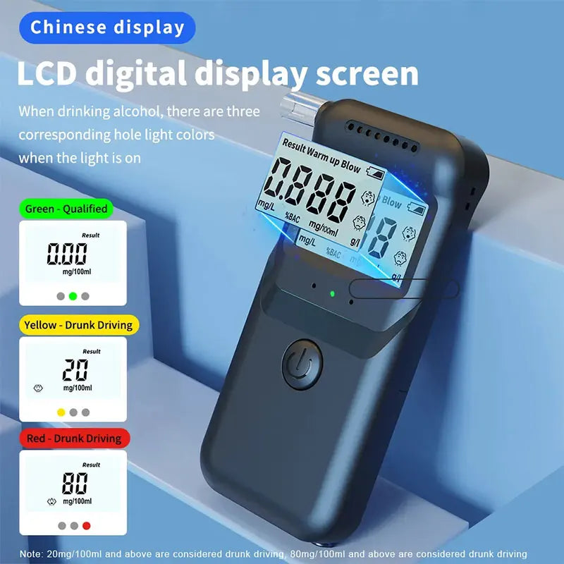 Kebidumei NEW Digital Alcohol Tester Professional Alcohol Detector Breathalyzer Police Alcotester LCD Display Drunk Driving Test