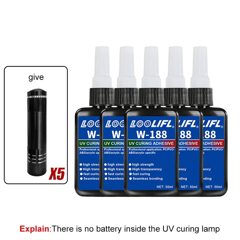 Super Strong UV Glue Ultraviolet Light Adhesive Second Fix Curing Powerful Bond Glass Metal Acrylic Quick Sealant DIY Craft