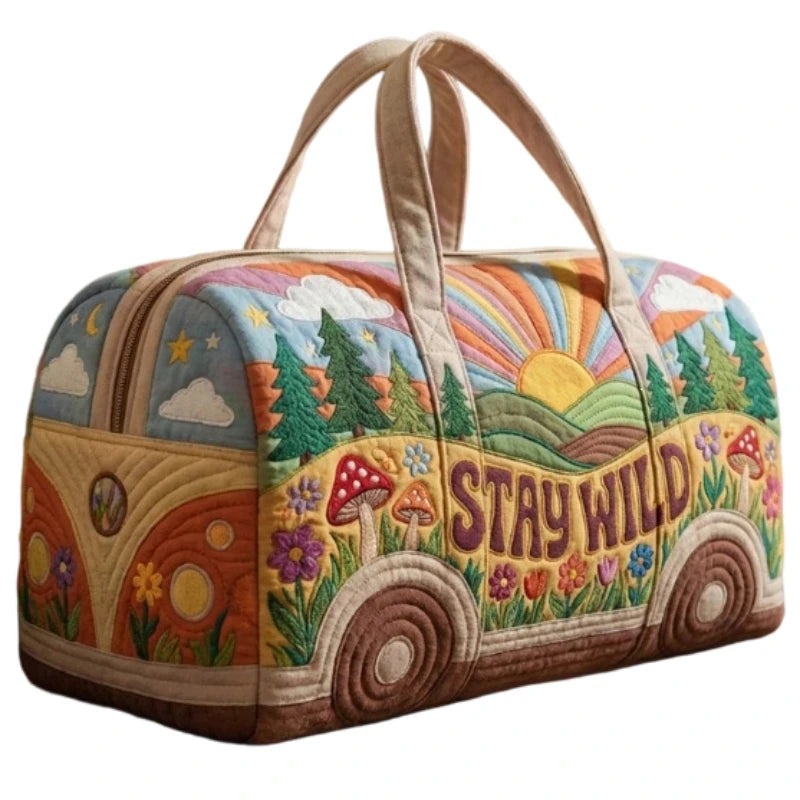 Handle Strap Quilted Duffle Bag 3D Quilting Craft Travel Bags Boho Camping Weekender Overnight Carry on Luggage Handbag Tote
