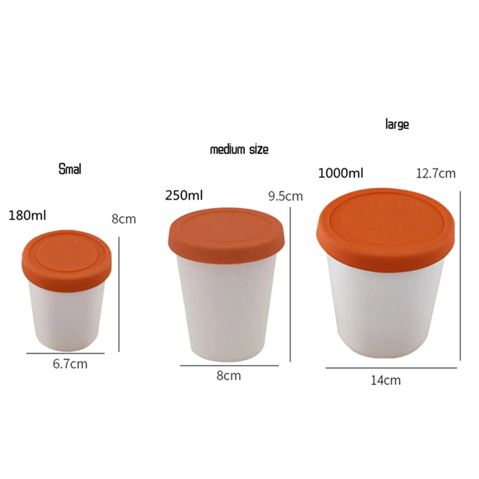 Ice Cream Cups Container Dessert Freezer Storage Cup Tub Lid Containers Plastic Round Tubs Dessert Food Storage Container