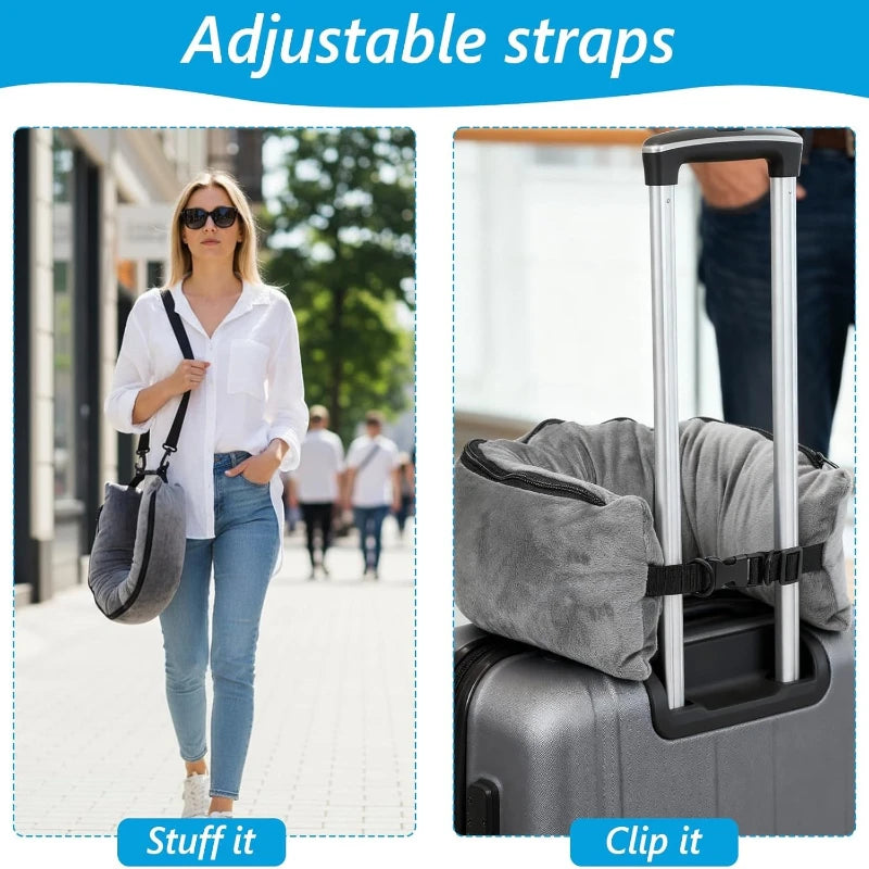 Stuffable Neck Pillow for Travel, Stuffable Pillow Neck Pillows for Extra Luggage, Fits 3+ Days of Travel Essentials
