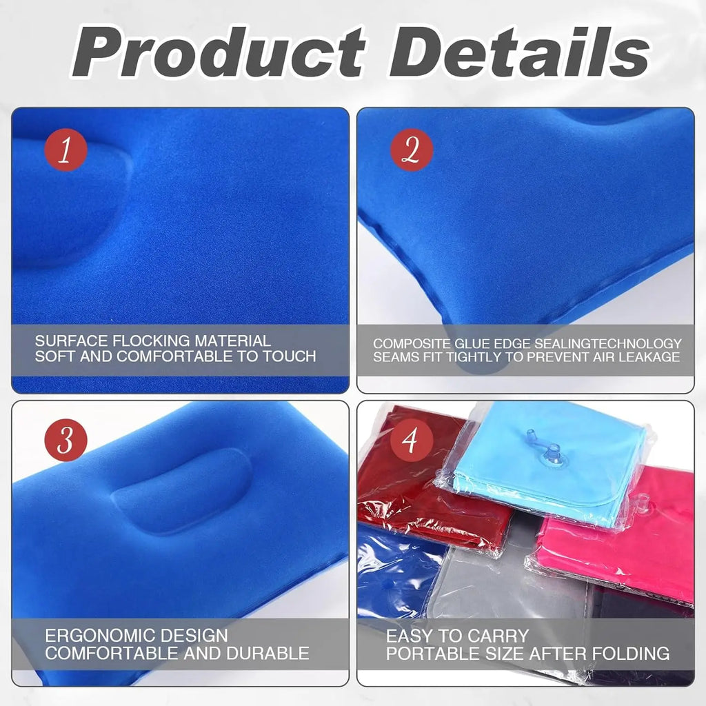 1 Pack Inflatable Pillow, Squared Ultralight Camping Travel Pillow Desk Rest Neck Support for Hiking Backpacking Office