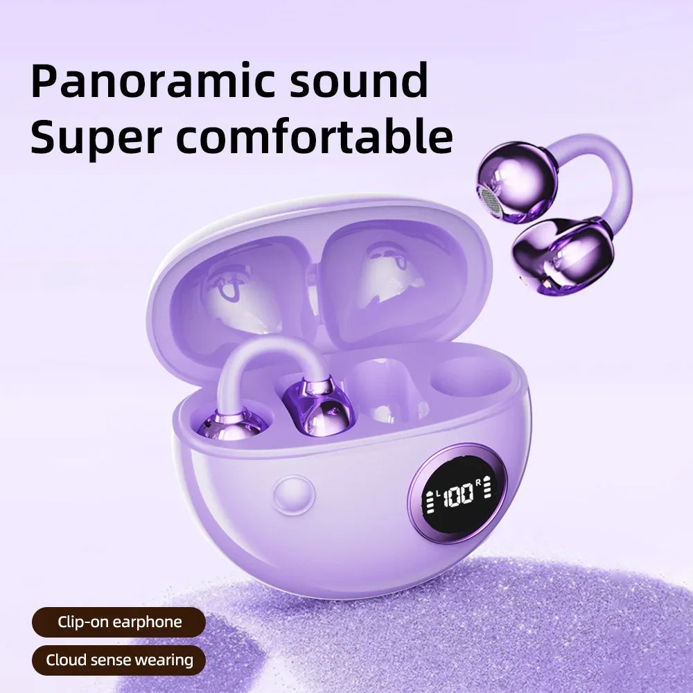 Fashion Plated Ear Clip Type True Wireless Bluetooth Headsets 0 Delayed Game HD Call Run Headphones Clip-On Earphones With Mic