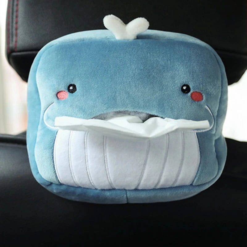 Cartoon Tissue Box Holder Cute Short Plush Tissue Boxes Bracket Auto Armrest Box Car Seat Back Car Decorations Car Tissue Holder