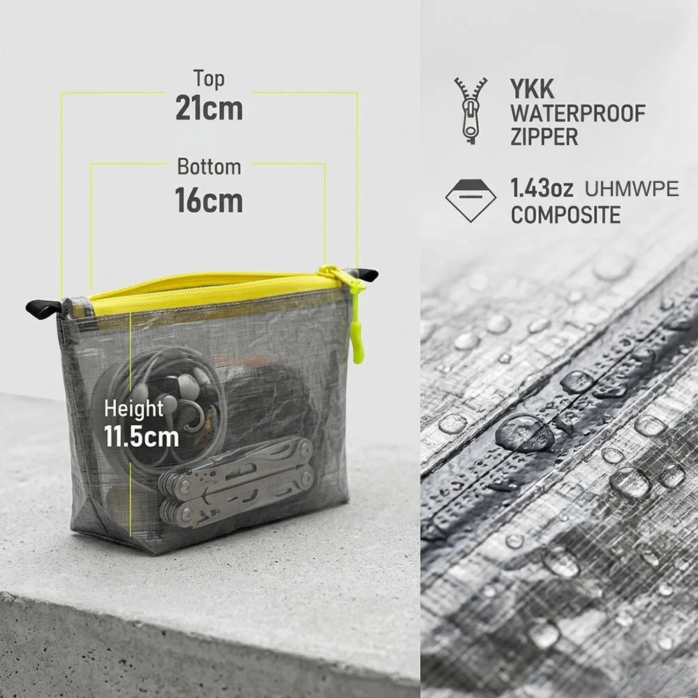 Ultralight DCF Pouch Water-repellent YKK Zipper Organizer Bag Self-Standing Passport Storage First Aid For Travel Camping Hiking