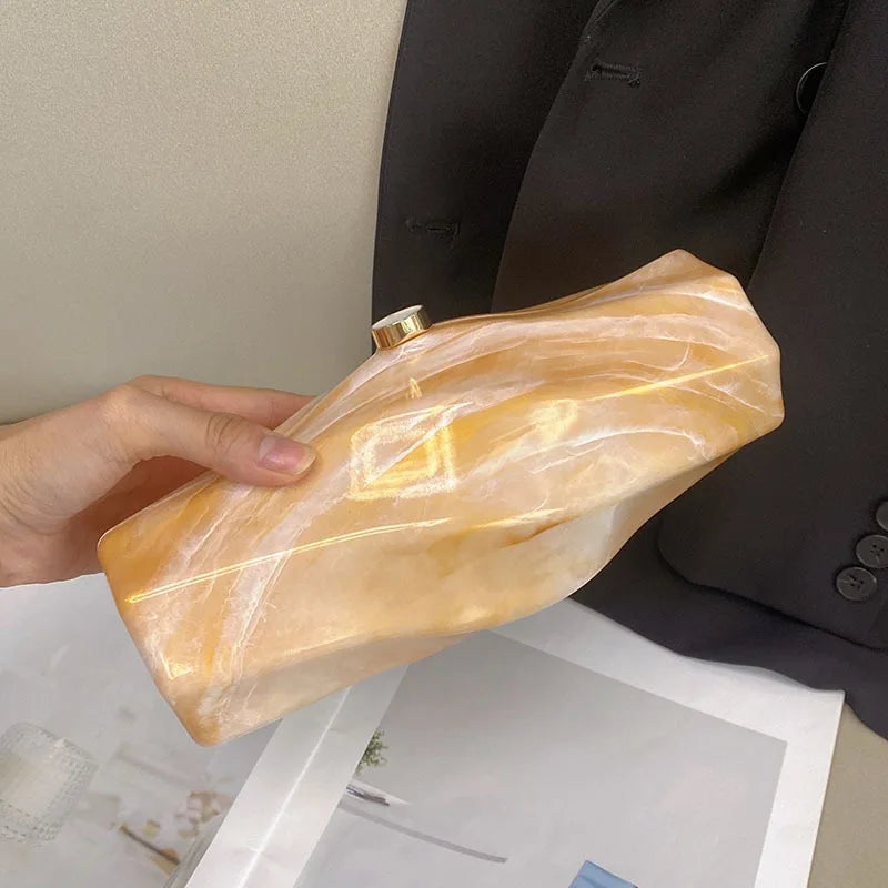 NicheDesignUniqueHigh-End Feel Acrylic Box Bag CasualVersatile Stone Pattern Handheld Crossbody Bag From China Mainland