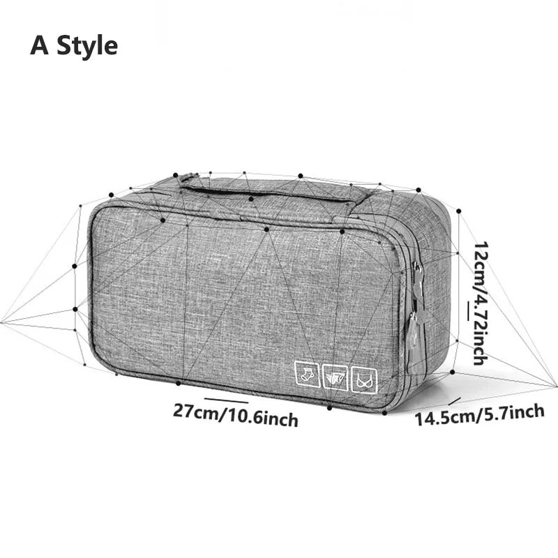 Women's Portable Multi-Layer Travel Lingerie Storage Bag Underwear Organizer Waterproof Divided Pouch for Socks & Bras Trip Case