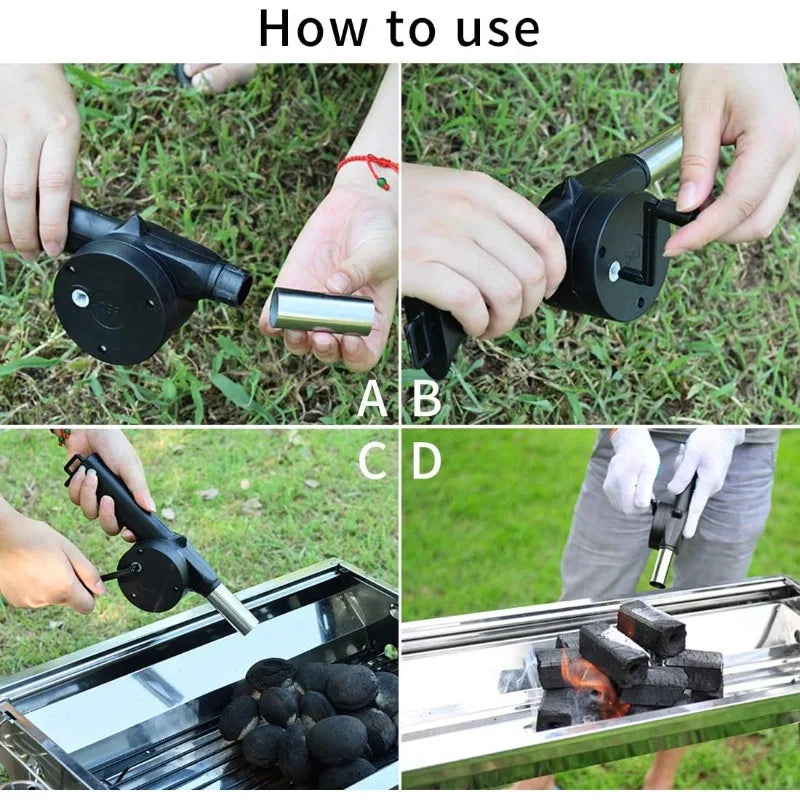 Outdoor Portable Hand Cranked Blower, Household Barbecue Charcoal Assisted Combustion Blower