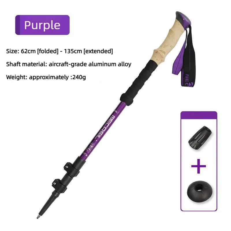 1pcs Aluminum Outdoor Hiking Anti Shock Walking Sticks Telescopic Trekking Climbing Poles Ultralight Walking Canes 135CM